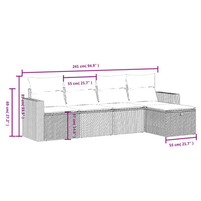 5 Piece Garden Sofa Set with Cushions Black Poly Rattan Payday Deals
