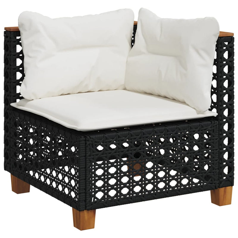 5 Piece Garden Sofa Set with Cushions Black Poly Rattan Payday Deals
