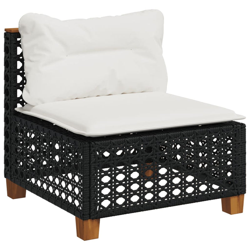 5 Piece Garden Sofa Set with Cushions Black Poly Rattan Payday Deals