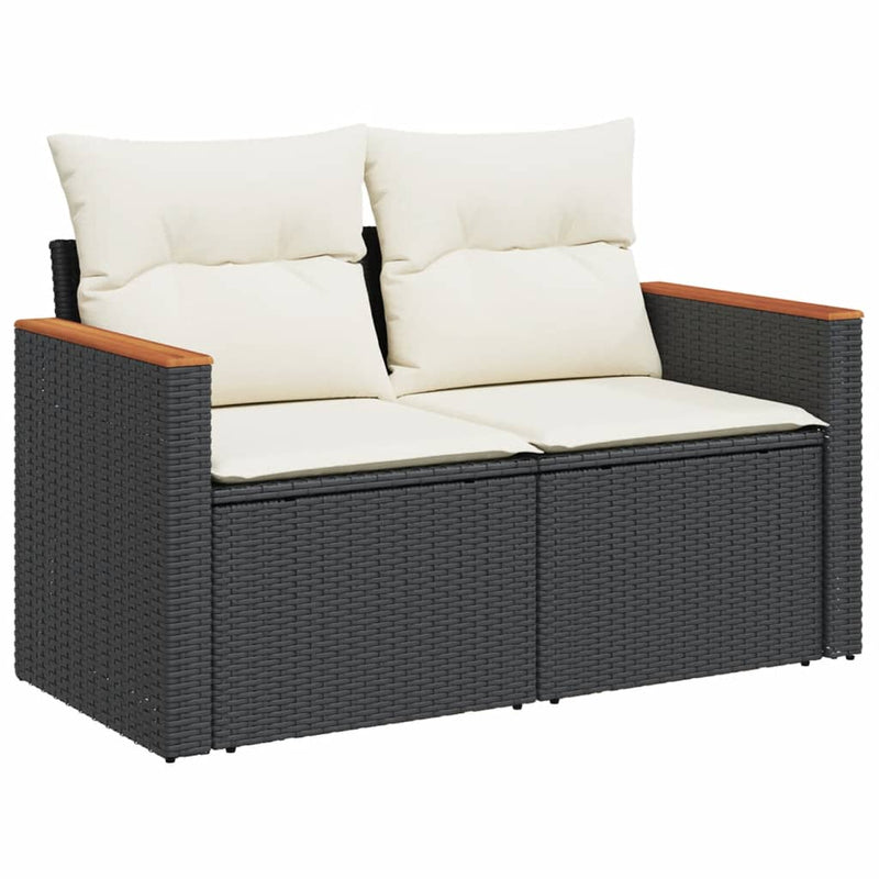 5 Piece Garden Sofa Set with Cushions Black Poly Rattan Payday Deals