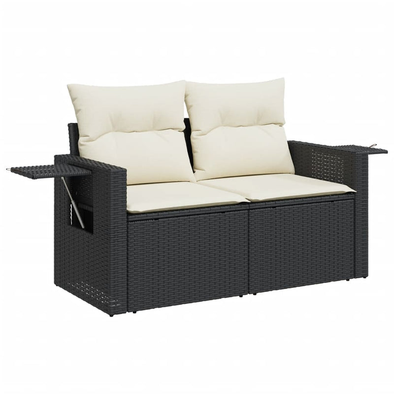 5 Piece Garden Sofa Set with Cushions Black Poly Rattan Payday Deals