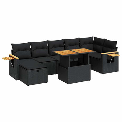 5 Piece Garden Sofa Set with Cushions Black Poly Rattan Payday Deals