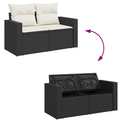 5 Piece Garden Sofa Set with Cushions Black Poly Rattan Payday Deals