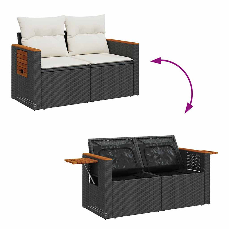 5 Piece Garden Sofa Set with Cushions Black Poly Rattan Payday Deals