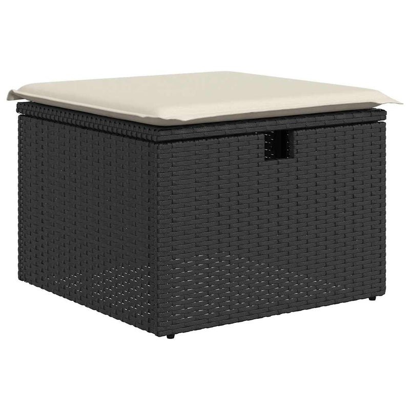 5 Piece Garden Sofa Set with Cushions Black Poly Rattan Payday Deals
