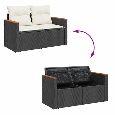 5 Piece Garden Sofa Set with Cushions Black Poly Rattan Payday Deals