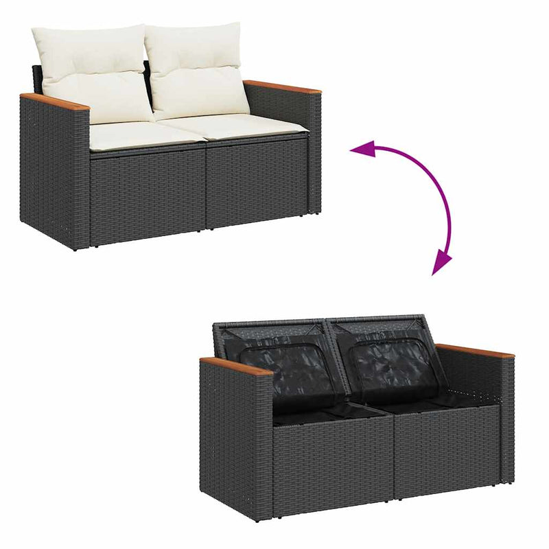 5 Piece Garden Sofa Set with Cushions Black Poly Rattan Payday Deals
