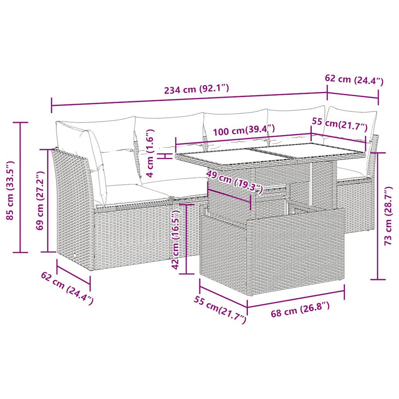 5 Piece Garden Sofa Set with Cushions Black Poly Rattan Payday Deals