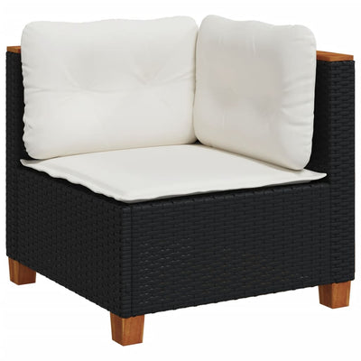 5 Piece Garden Sofa Set with Cushions Black Poly Rattan Payday Deals
