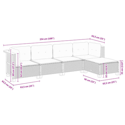 5 Piece Garden Sofa Set with Cushions Black Poly Rattan Payday Deals