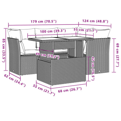 5 Piece Garden Sofa Set with Cushions Black Poly Rattan Payday Deals