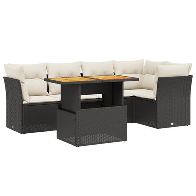 5 Piece Garden Sofa Set with Cushions Black Poly Rattan Payday Deals