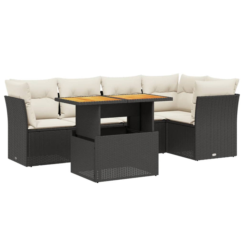 5 Piece Garden Sofa Set with Cushions Black Poly Rattan Payday Deals