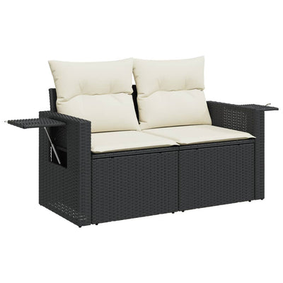 5 Piece Garden Sofa Set with Cushions Black Poly Rattan Payday Deals