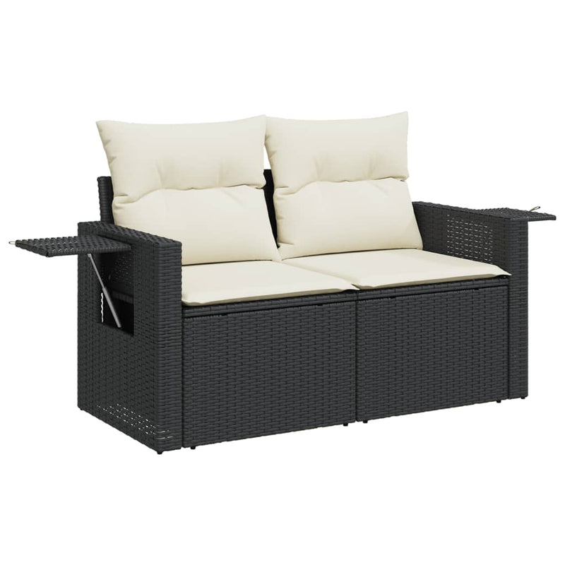 5 Piece Garden Sofa Set with Cushions Black Poly Rattan Payday Deals