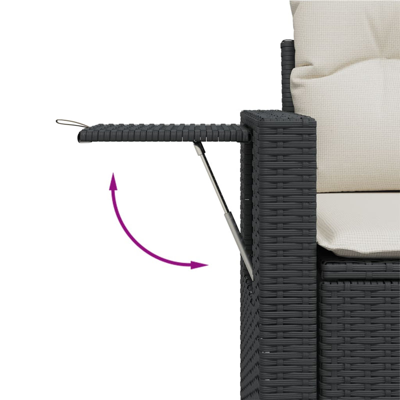 5 Piece Garden Sofa Set with Cushions Black Poly Rattan Payday Deals