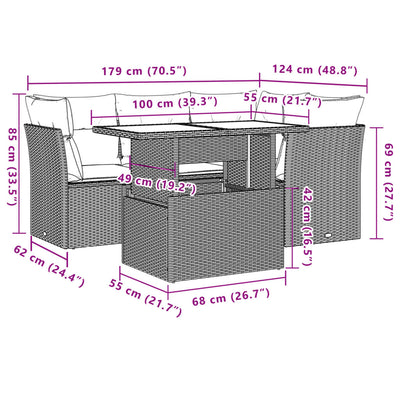 5 Piece Garden Sofa Set with Cushions Black Poly Rattan Payday Deals