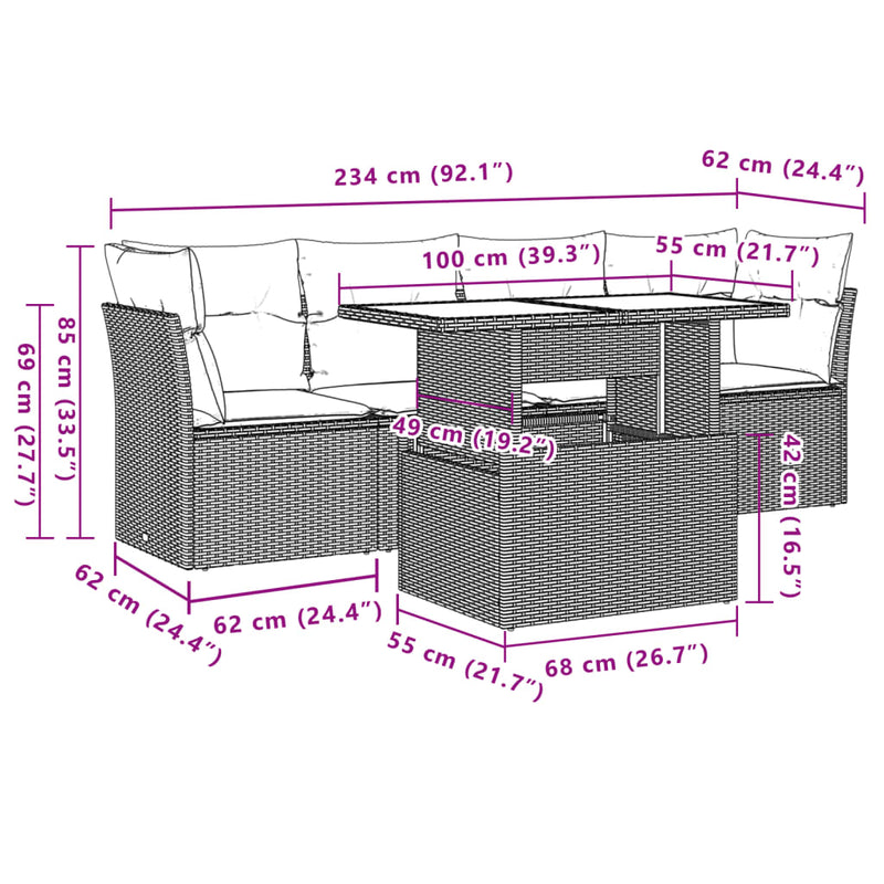 5 Piece Garden Sofa Set with Cushions Black Poly Rattan Payday Deals