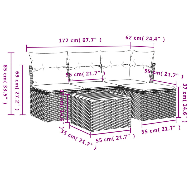5 Piece Garden Sofa Set with Cushions Black Poly Rattan Payday Deals