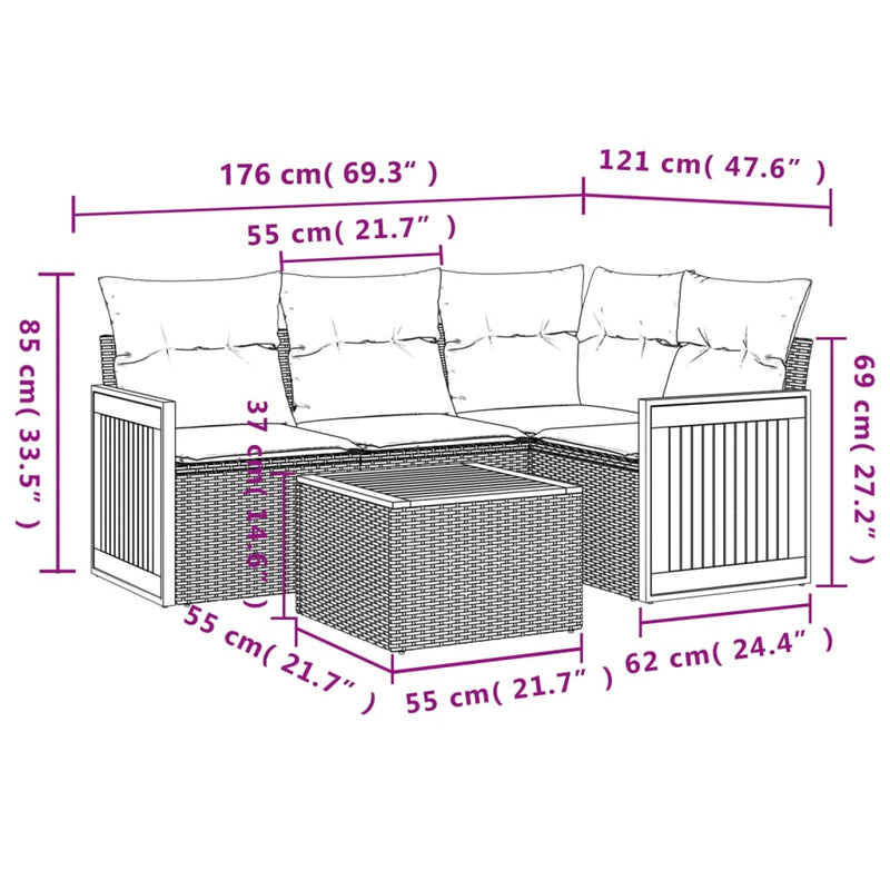 5 Piece Garden Sofa Set with Cushions Black Poly Rattan Payday Deals