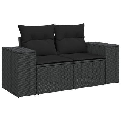 5 Piece Garden Sofa Set with Cushions Black Poly Rattan Payday Deals