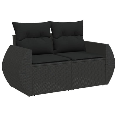 5 Piece Garden Sofa Set with Cushions Black Poly Rattan Payday Deals