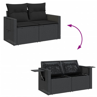 5 Piece Garden Sofa Set with Cushions Black Poly Rattan Payday Deals