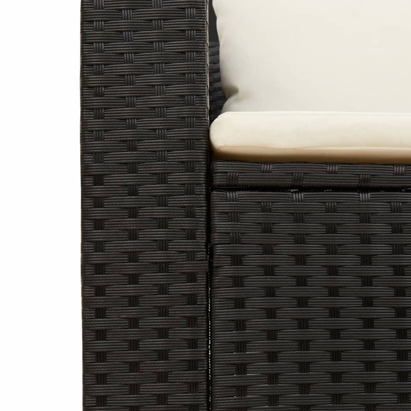 5 Piece Garden Sofa Set with Cushions Black Poly Rattan Acacia Payday Deals