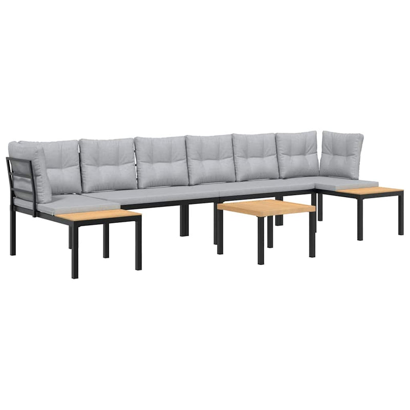 5 Piece Garden Sofa Set with Cushions Black Powder-coated Steel Payday Deals