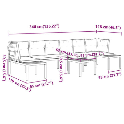 5 Piece Garden Sofa Set with Cushions Black Powder-coated Steel Payday Deals