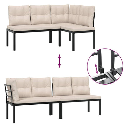 5 Piece Garden Sofa Set with Cushions Black Powder-coated Steel Payday Deals