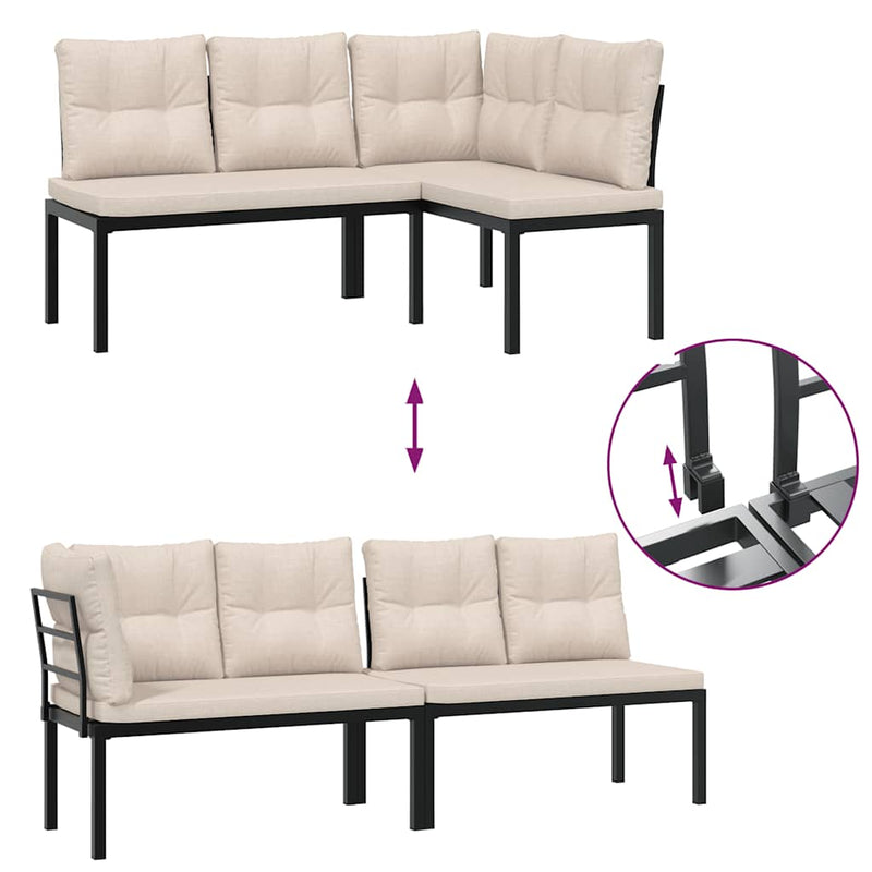 5 Piece Garden Sofa Set with Cushions Black Powder-coated Steel Payday Deals