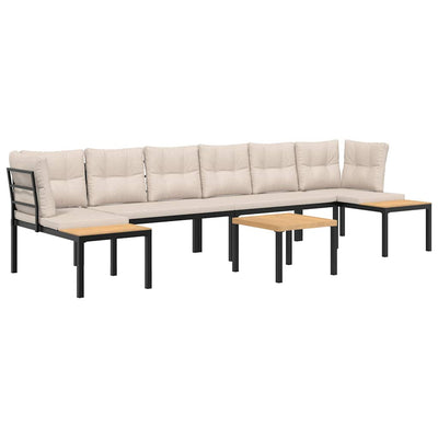 5 Piece Garden Sofa Set with Cushions Black Powder-coated Steel Payday Deals