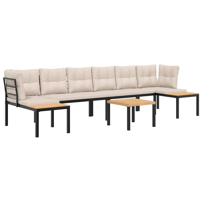 5 Piece Garden Sofa Set with Cushions Black Powder-coated Steel Payday Deals