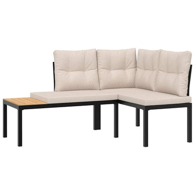 5 Piece Garden Sofa Set with Cushions Black Powder-coated Steel Payday Deals