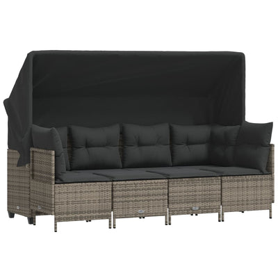 5 Piece Garden Sofa Set with Cushions Grey Poly Rattan Payday Deals