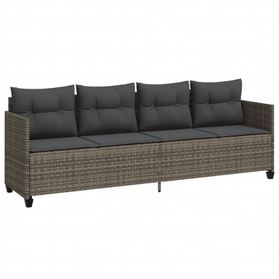 5 Piece Garden Sofa Set with Cushions Grey Poly Rattan Payday Deals