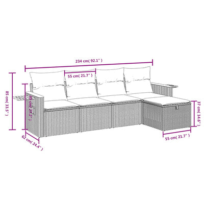 5 Piece Garden Sofa Set with Cushions Grey Poly Rattan Payday Deals