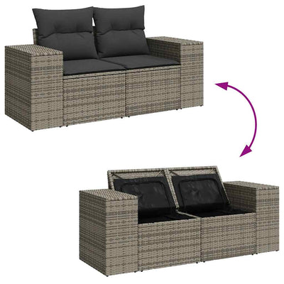 5 Piece Garden Sofa Set with Cushions Grey Poly Rattan Payday Deals