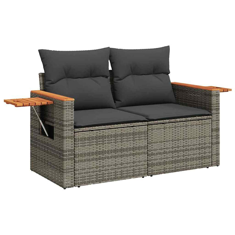 5 Piece Garden Sofa Set with Cushions Grey Poly Rattan Payday Deals