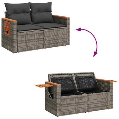 5 Piece Garden Sofa Set with Cushions Grey Poly Rattan Payday Deals