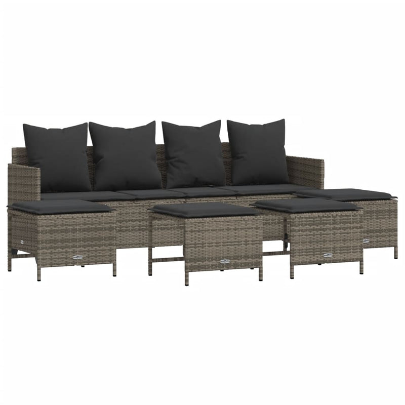 5 Piece Garden Sofa Set with Cushions Grey Poly Rattan Payday Deals