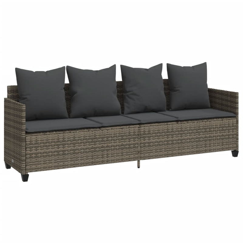 5 Piece Garden Sofa Set with Cushions Grey Poly Rattan Payday Deals