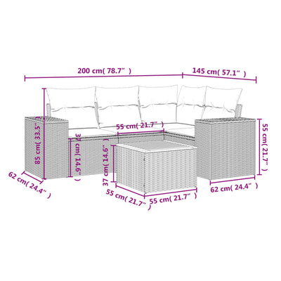 5 Piece Garden Sofa Set with Cushions Grey Poly Rattan Payday Deals