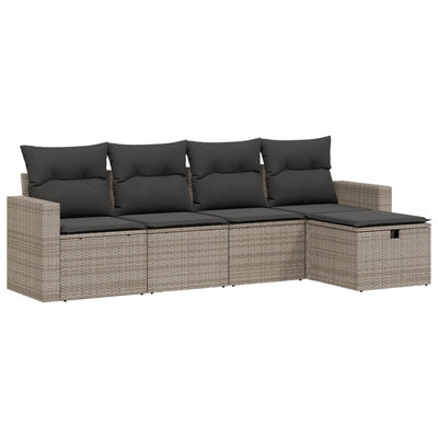 5 Piece Garden Sofa Set with Cushions Grey Poly Rattan Payday Deals