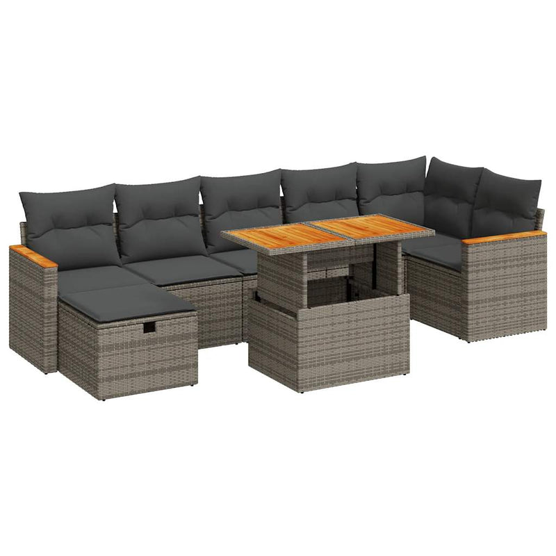 5 Piece Garden Sofa Set with Cushions Grey Poly Rattan Payday Deals