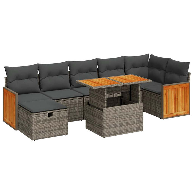 5 Piece Garden Sofa Set with Cushions Grey Poly Rattan Payday Deals