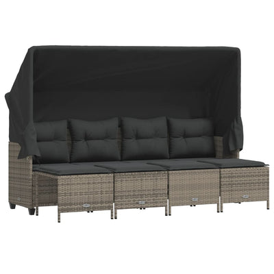 5 Piece Garden Sofa Set with Cushions Grey Poly Rattan Payday Deals