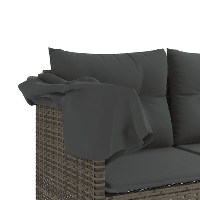 5 Piece Garden Sofa Set with Cushions Grey Poly Rattan Payday Deals