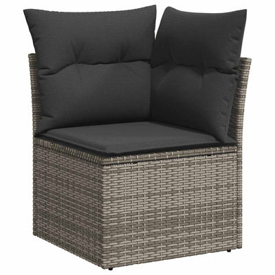 5 Piece Garden Sofa Set with Cushions Grey Poly Rattan Acacia Payday Deals